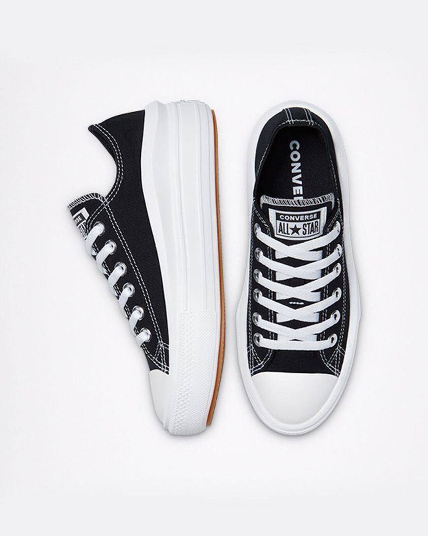 Pantofi Platforma Dama Converse Chuck Taylor All Star Move Low Top Negrii Albi | RO XAWNJ502